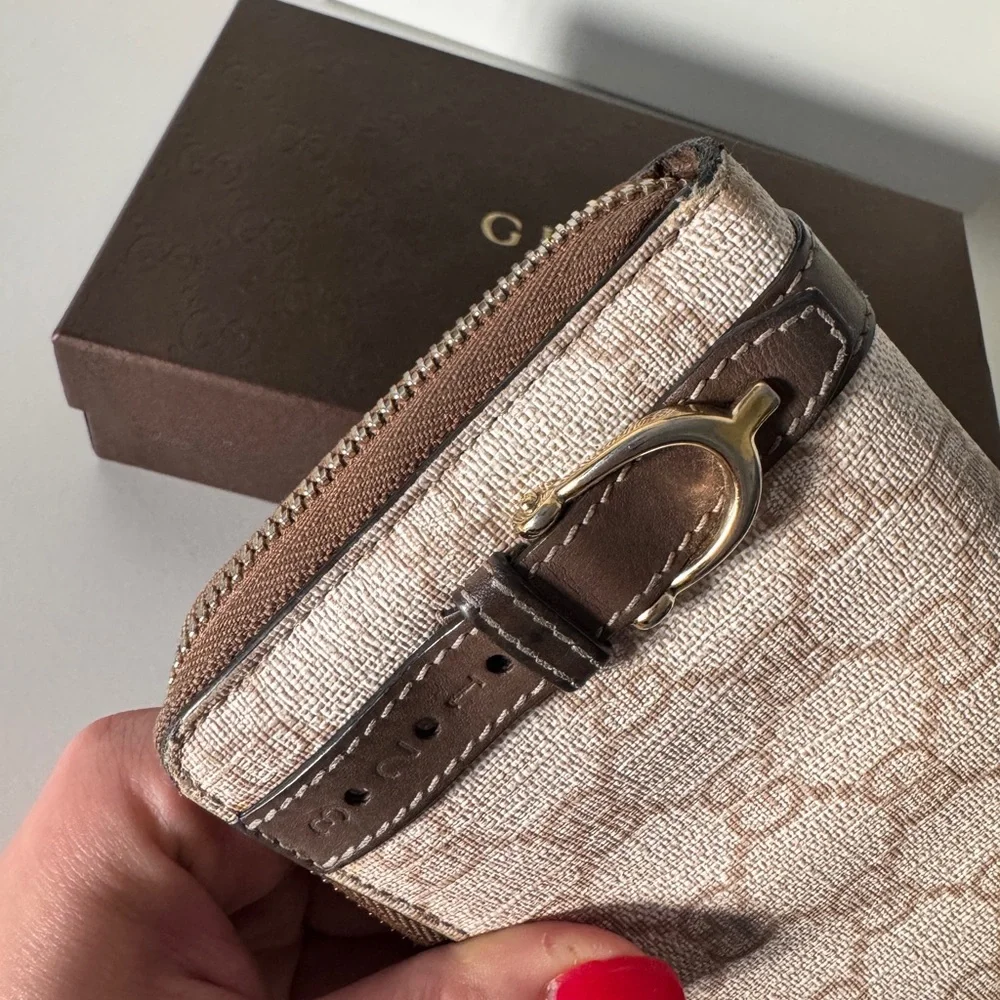 Authentic GUCCI GG Supreme Monogram Zip Around Wallet Maple Brown - Picture 5 of 12